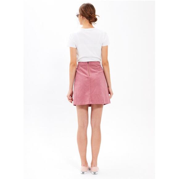Forever 21 Women's Small Pink Corduroy Mini Skirt‎ High Waist A-Line Y2K Retro - Picture 1 of 6